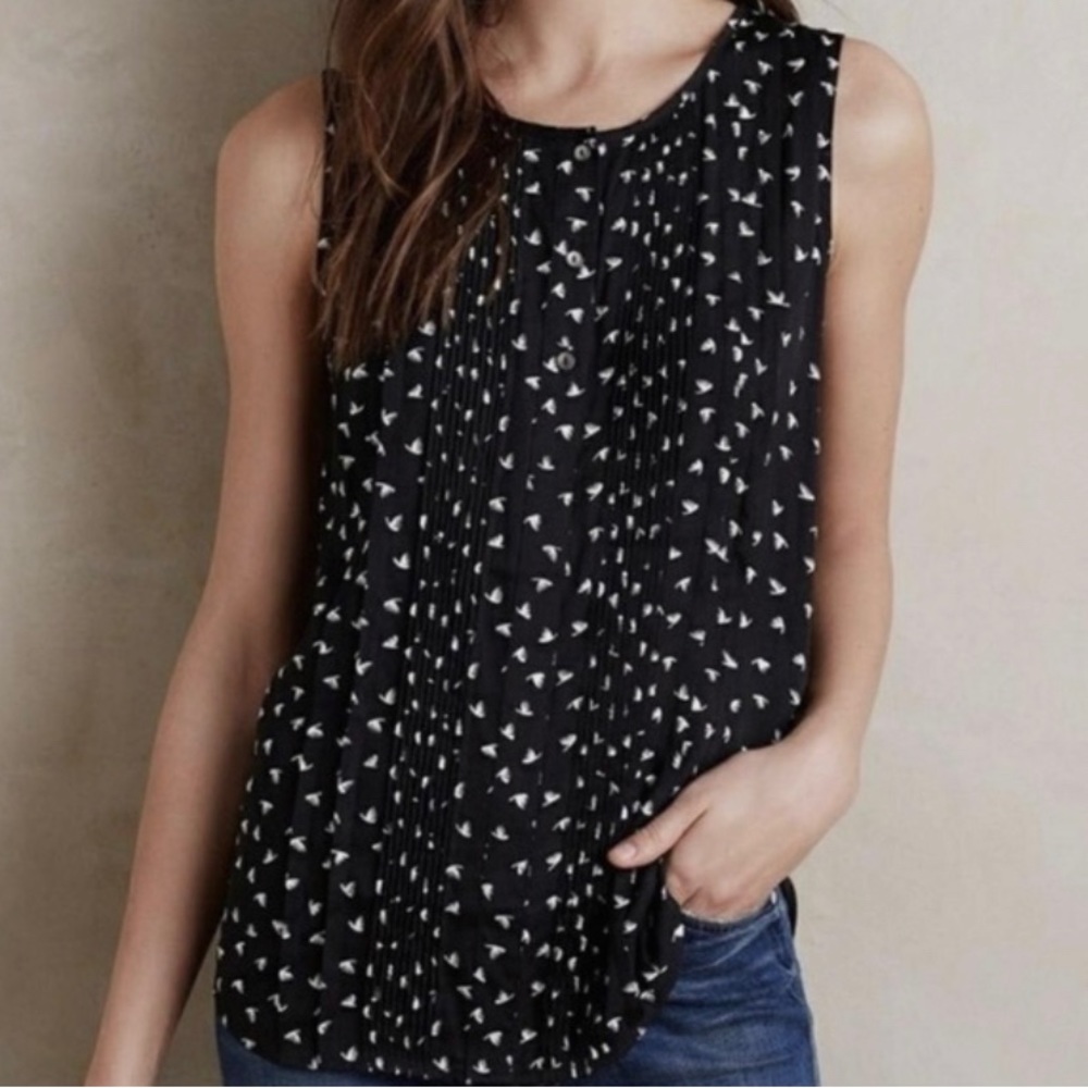 Anthropologie Dolan Left Coast Jules bird print sleeveless blouse